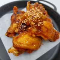 Teriyaki Wings · Five bone-in jumbo wings with teriyaki sauce.