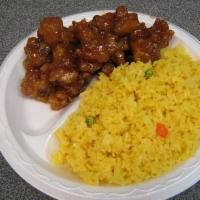 1 Choice Combo · Vegetable fried rice, vegetable lo mein or white rice plus 1 entree.