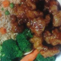 2 Choice Combo · Vegetable fried rice, white rice or vegetable lo mein plus 2 entrees.