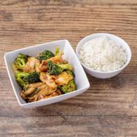 65. Chicken with Broccoli · With rice.