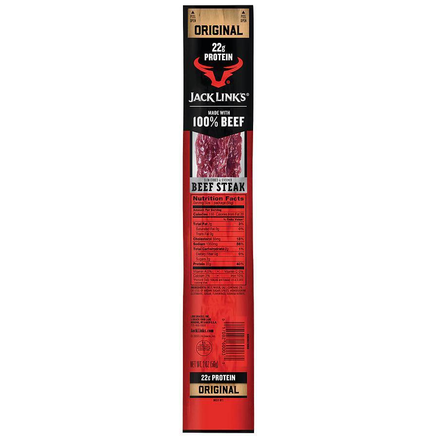 Jack links beef steak  · Made with 100% beef slow cooked and seasoned 2oz (56g)