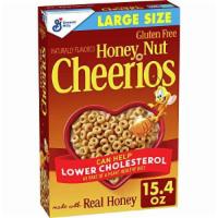 Honey nut cheerios cereal  · Sweetened whole-grain oats cereal with real honey and natural almond flavor Large size With ...