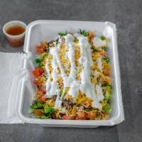 Burrito Bowl · Served with choice of meat, rice, refried beans, onion, cilantro, lettuce, tomato, cheese, s...