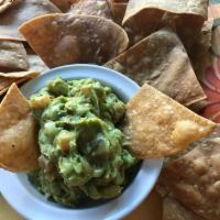 Guacamole Appetizer with Homemade Chips · Papacito's homemade guacamole made to perfection. Served with chips. Must try.