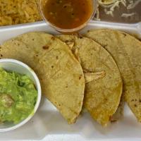 GLUTEN FREE Quesadillas Plate · MUST TRY! Three Corn Tortillas Filled with melted Muenster Cheese your choice of vegetarian,...