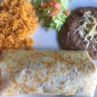 Burrito Plate · Jumbo flour tortilla with your choice of filling and lettuce, tomato, beans, sour cream and ...