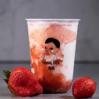 Strawberry Dirty · No Caffeine. Freshly Made Strawberry Jam, Organic Whole Milk