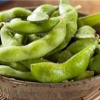Edamame · Lightly salted steamed (boiled) soy beans in pod.