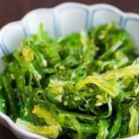 Kaisou Salsd · Thin marinated slices of wakame seaweed mixed with sesame.