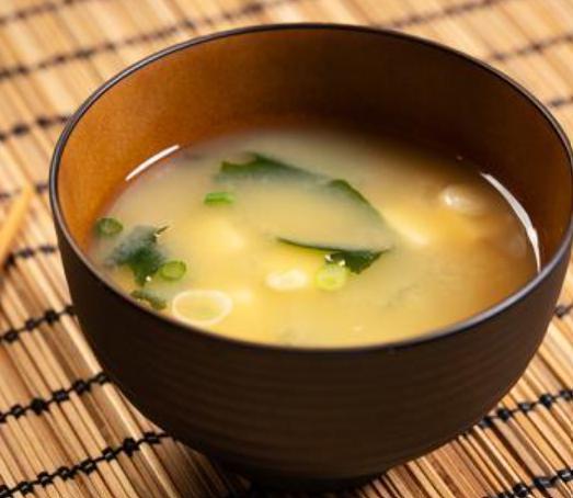 Miso Soup · Soybean based soup with tofu seaweed and green onion.