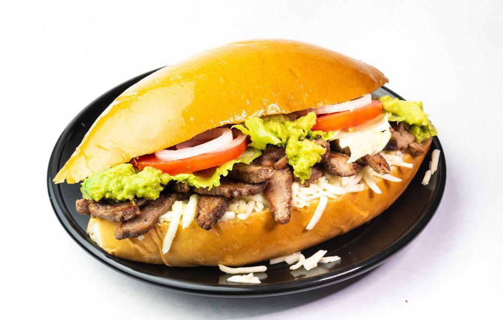 14. Torta Rico Combo · Includes lettuce, onion, tomatoes, guacamole, and mayo. Served with f.drink and fries.