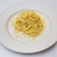 Spaghettini al Limone · Lemon and cream and imported aged Parmigiano Reggiano.