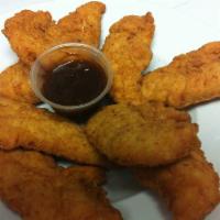 Six Pieces Chicken Fingers · served with  Honey Mustard , or Barbecue Sauce 