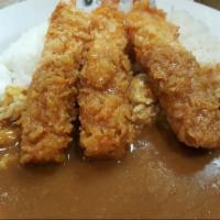 Fried Shrimp Curry · With curry sauce and rice.