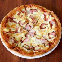 Hawaiian Pizza · Juicy pineapple, thin sliced ham, shredded cheese and famous Singas pizza sauce.