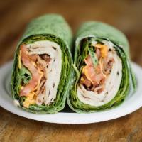 Grilled Chicken and Bacon Wrap · Chicken, bacon, cheddar cheese, spring lettuce and chipotle mayonnaise