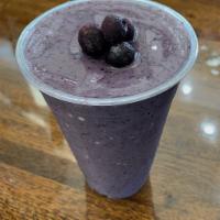 Organic Brain Boost Smoothie · Banana, blueberry, e3 live blue green algae and honey. Includes choice of almond or whole mi...