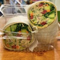 Wild Tuna Salad Wrap · Tuna Salad, Spinach, Bell Pepper, Cucumber, Carrot, Whole Wheat Tortilla Wrap