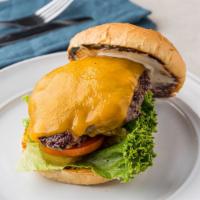 Mary D Cheeseburger · 1/3 Pound Angus beef patty with cheddar cheese, lettuce, tomato, onion, pickle, mayo and mus...