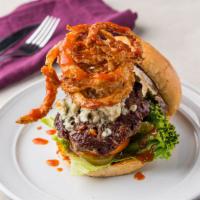Blue Bayou Burger · 1/3 Pound Angus beef patty with blue cheese, lettuce, tomato, BBQ sauce, topped with a fried...