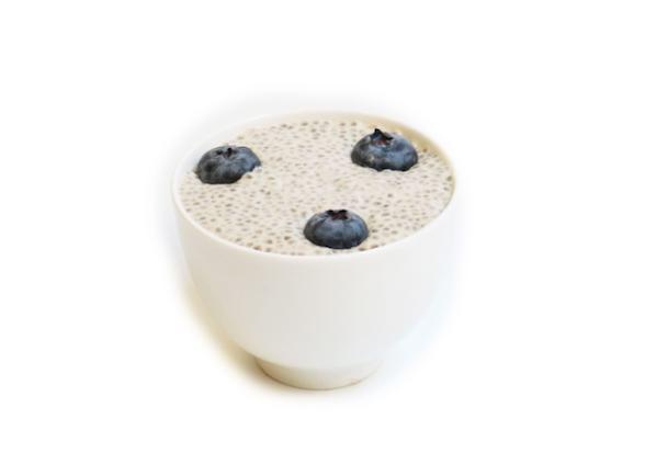 Vanilla Chia Seed Pudding · milk, heavy cream, blueberries, agave, chia, vanilla