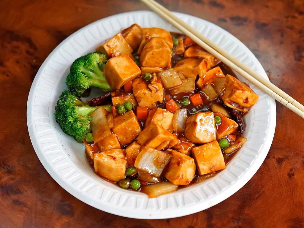 134. Mapo Tofu · Served with spicy sauce. Hot and spicy.