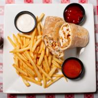 Buffalo Wrap · Grilled chicken, spicy buffalo sauce and your choice of bleu cheese or ranch dressing. Serve...
