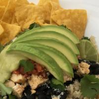 Salad Bowl Vegetarian *GF · House mix of Romaine and Spinach, Spanish rice, organic black beans, house salsa, Cotija che...