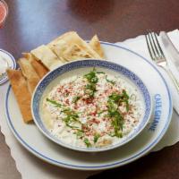 Hummus and Tzatziki Dip                                                                             · rose blossom, mint, chili flakes and toasted pita
VEGETARIAN
