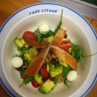 Smoked Trout Lentil Bowl · arugula, walnuts, avocado, goat cheese, cherry tomatoes, dried cranberries, with vinaigrette.