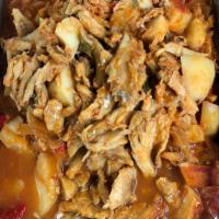 Bacalao, arroz y habichuelas · Codfish stew, rice and beans