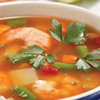 Sopa de Camarones · Shrimp soup.