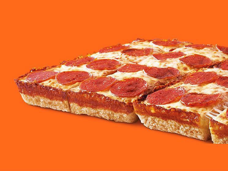 Lunch Combo Pepperoni · 4 slices of Detroit-style deep dish pizza with pepperoni and a 20 oz. Pepsi-Cola product.