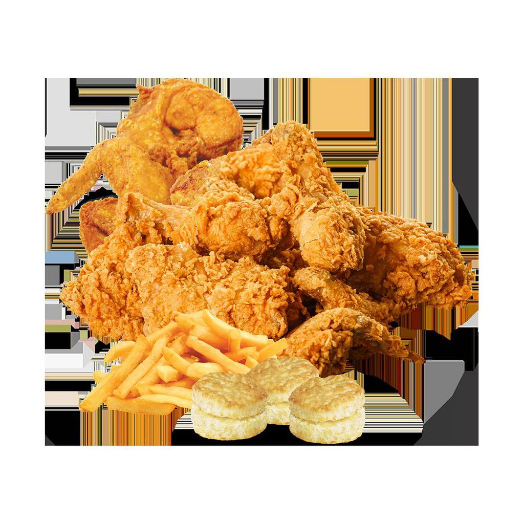 16 Piece Mixed Chicken Family Meals · 100% halal chicken, served with 4 sides and 6 buttermilk biscuits.