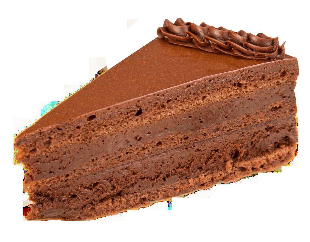 Chocolate Mousse Cake · Dense and airy dessert.