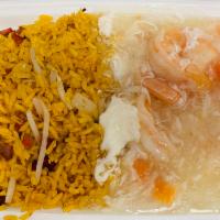 Shrimp with Lobster Sauce Combination Platter · w.pork fried rice &egg roll