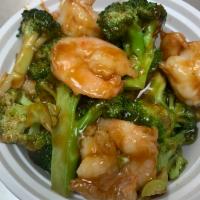 Shrimp with Broccoli · W. White rice
