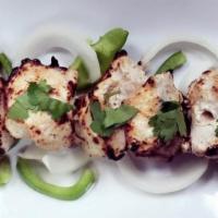 Malai Kabab · Earthen oven grilled chicken with cumin, coriander and creamy coating.