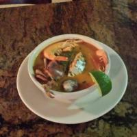Sopa de Mariscos · Seafood mix soup.