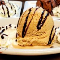 Ice Cream · Three scoops of premium ice cream, Golden Vanilla, Chocolate, or Coffee flavors 