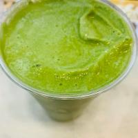 Green Machine Smoothie · Spinach, kale, mango, banana and apple juice.