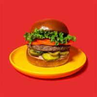 Impossible Burger · Plant-Based Patty, Lettuce, Tomato, Pickled Onion, B&b Pickle, Mayochup on Brioche