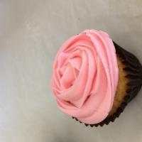 Pink Vanilla · Vanilla cupcake frosted with pink vanilla buttercream.