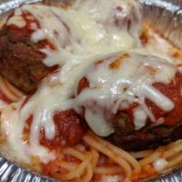 Spaghetti and Meatball · 3 Pork and Beef Meatball and Spaghetti with our house marinara sauce. Topped with melted moz...