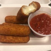 Fried Mozzarella Sticks · Five tasty mozzarella sticks, batter dip, fried to a golden and served with our own special ...