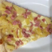 Hawiiana Pizza Slice · Savory pie with a dough base topped with sauce and cheese.