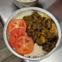 Curry Goat Meal  · Curry seasoned dish.