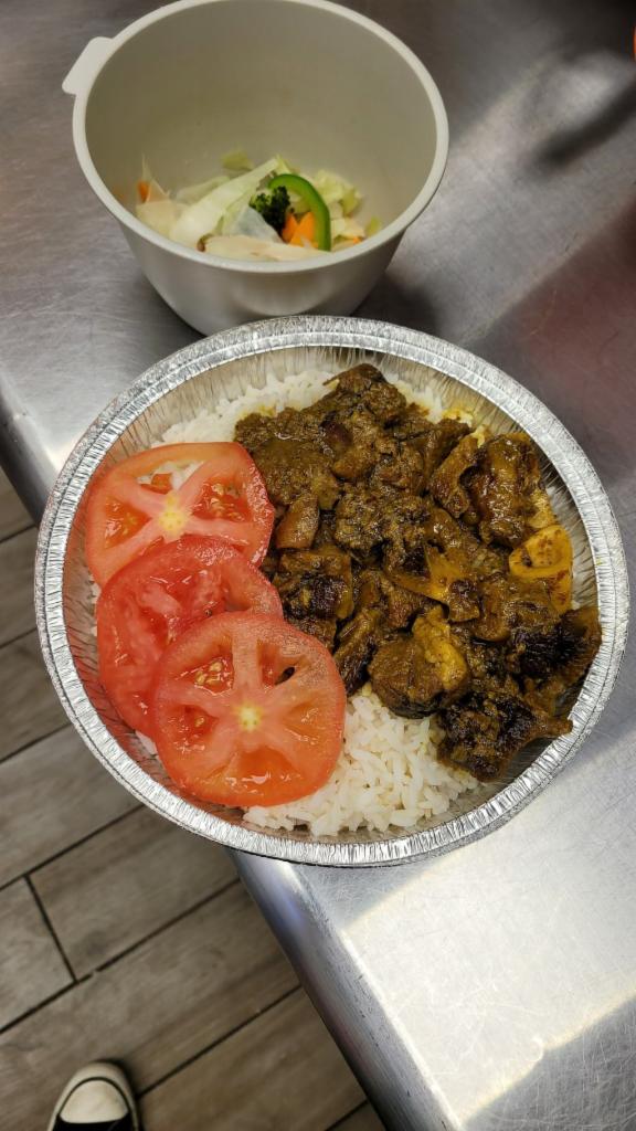 Curry Goat Meal  · Curry seasoned dish.