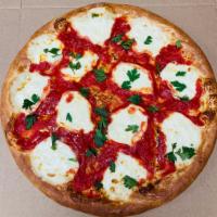 Margherita Pizza · Neapolitan pizza, made with fresh mozzarella cheese, fresh basil, salt and extra-virgin oliv...