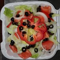 Tossed Salad · Lettuce, Tomatoes, Black Olives, Red and Green Peppers, Onions
